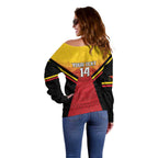 Papua New Guinea Rugby Custom Off Shoulder Sweater Go PNG Hunters Polynesian Pattern - Aussie Hoodie