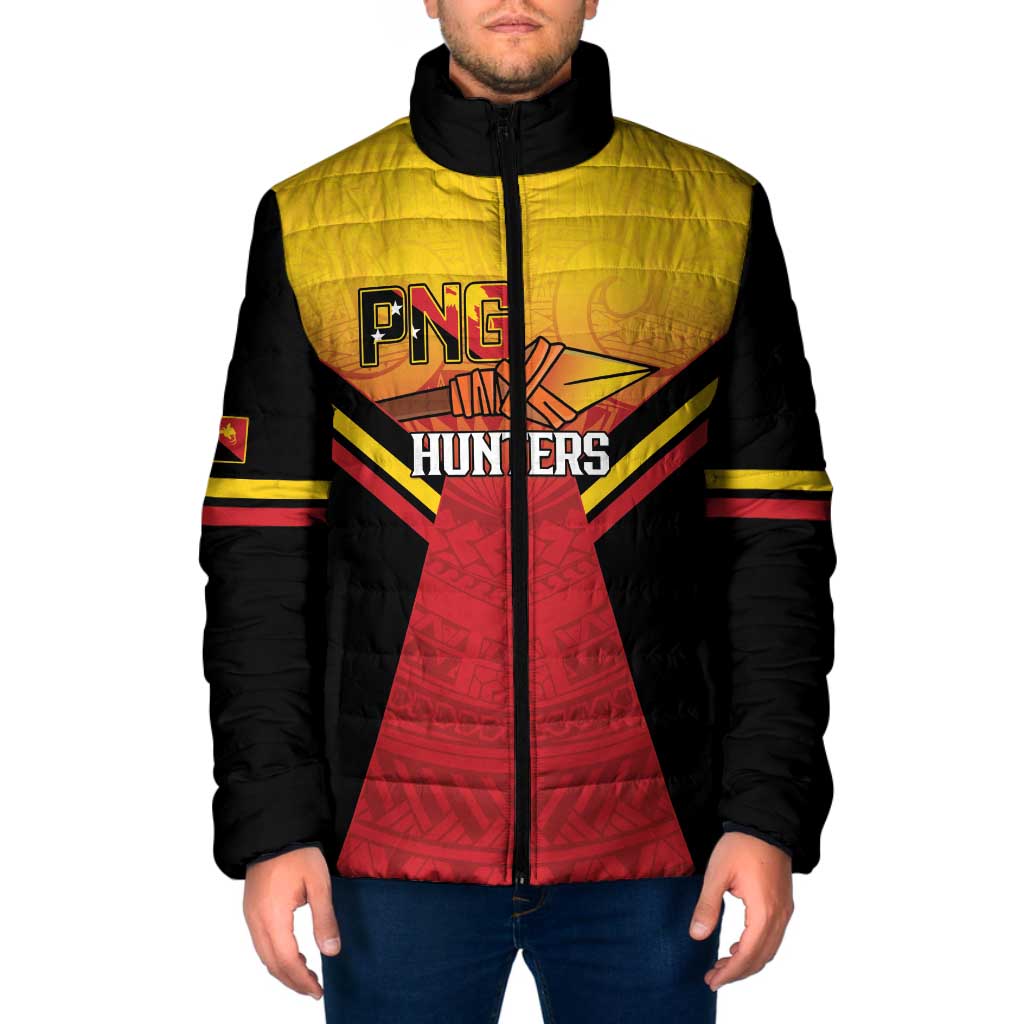 Papua New Guinea Rugby Custom Padded Jacket Go PNG Hunters Polynesian Pattern - Aussie Hoodie