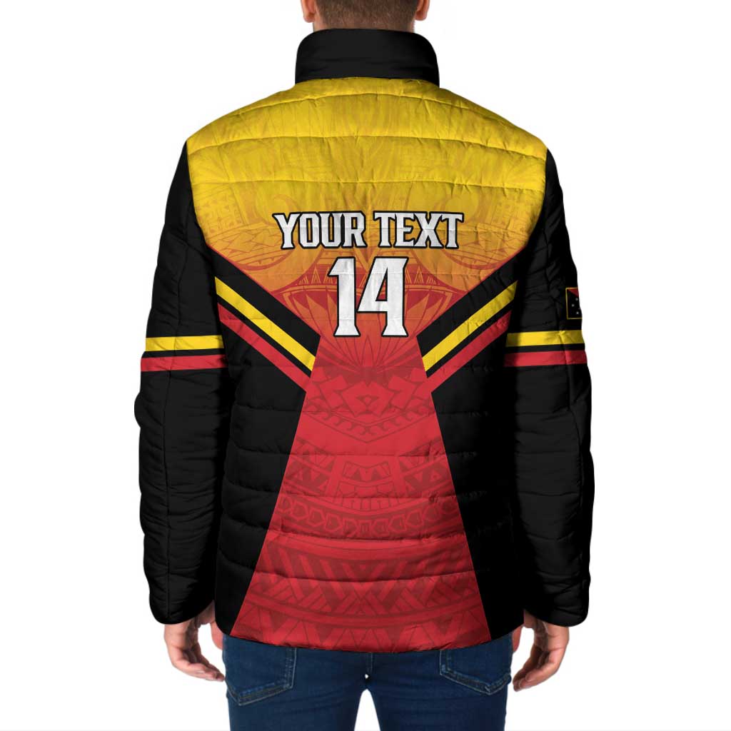 Papua New Guinea Rugby Custom Padded Jacket Go PNG Hunters Polynesian Pattern - Aussie Hoodie