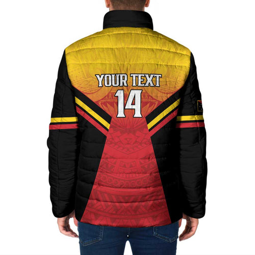Papua New Guinea Rugby Custom Padded Jacket Go PNG Hunters Polynesian Pattern - Aussie Hoodie