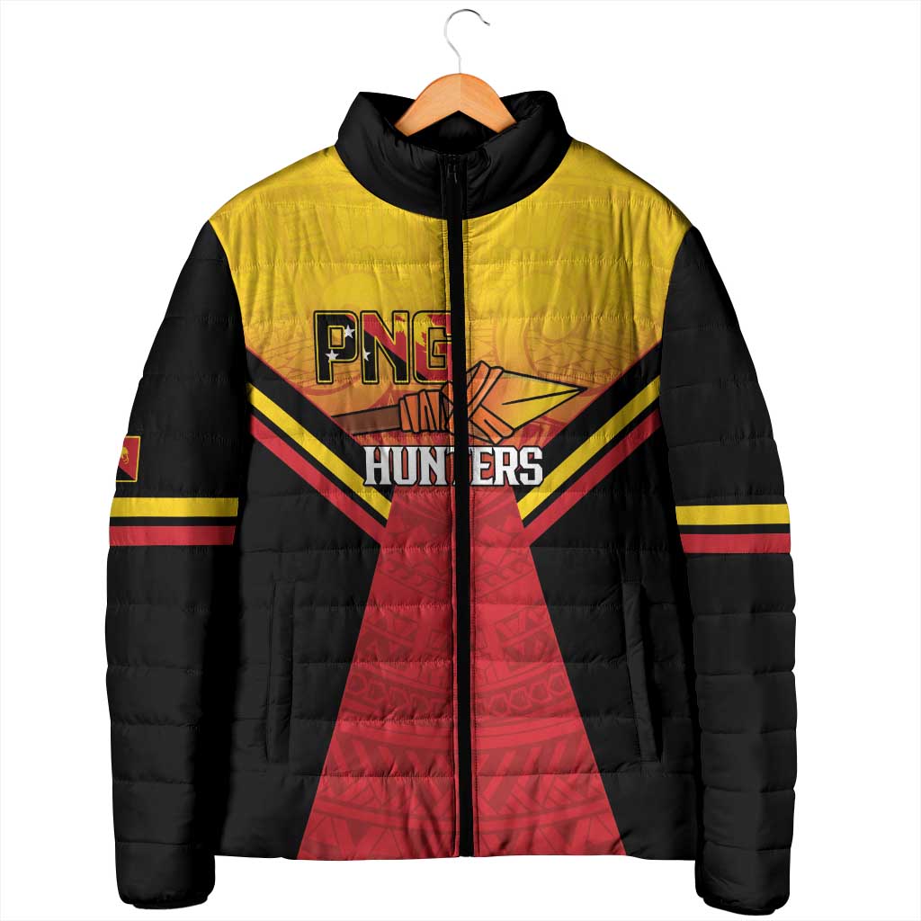 Papua New Guinea Rugby Custom Padded Jacket Go PNG Hunters Polynesian Pattern - Aussie Hoodie
