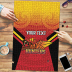 Papua New Guinea Rugby Custom Puzzle Go PNG Hunters Polynesian Pattern - Aussie Hoodie