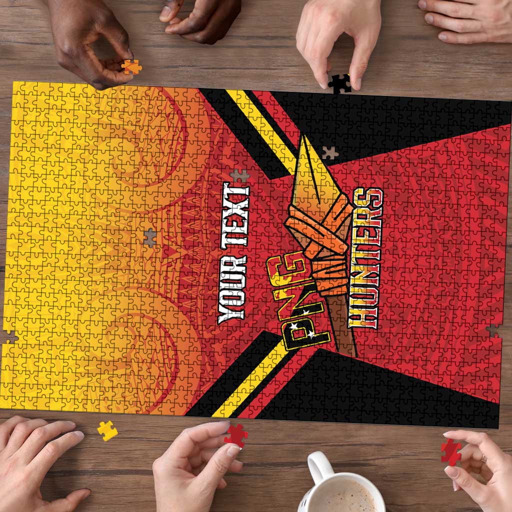Papua New Guinea Rugby Custom Puzzle Go PNG Hunters Polynesian Pattern - Aussie Hoodie