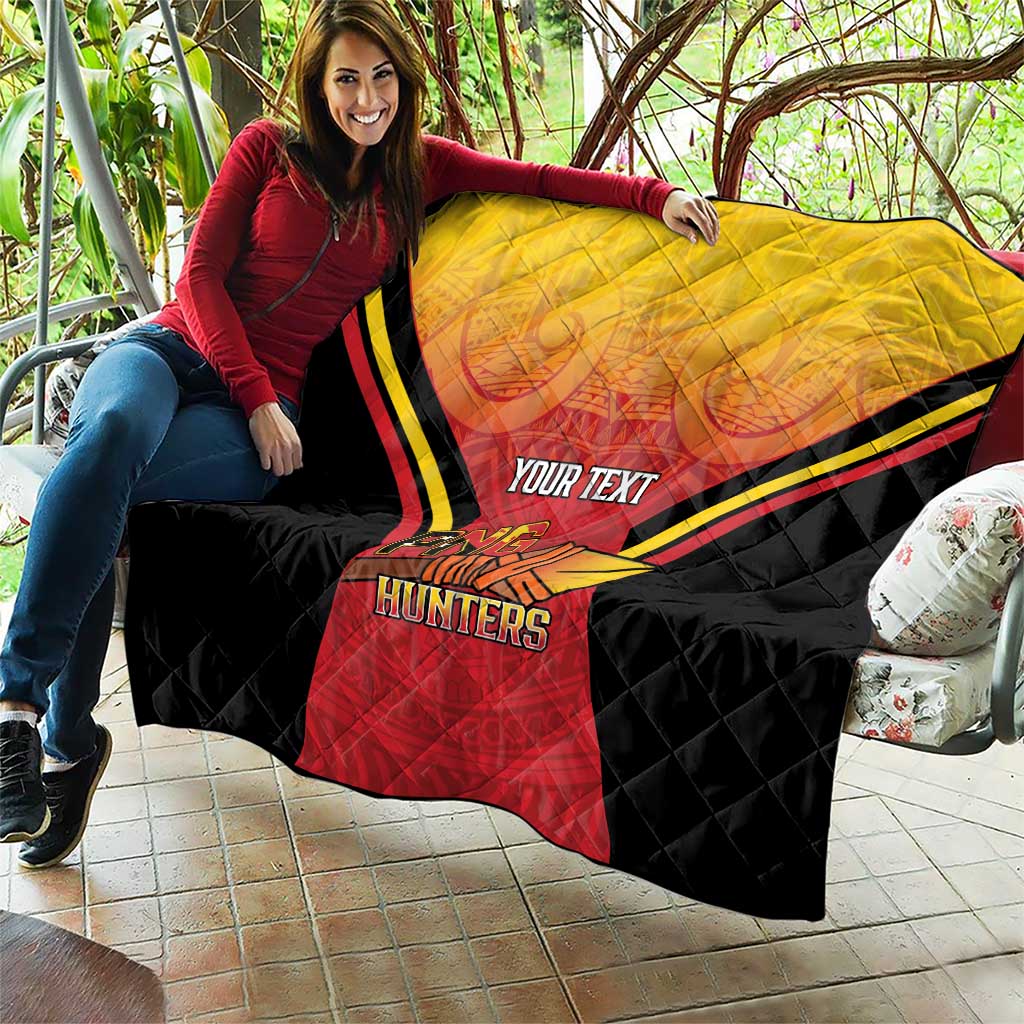 Papua New Guinea Rugby Custom Quilt Go PNG Hunters Polynesian Pattern - Aussie Hoodie