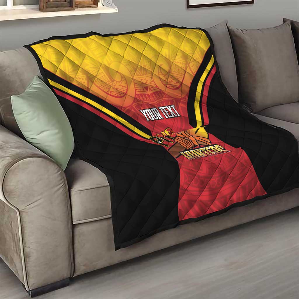 Papua New Guinea Rugby Custom Quilt Go PNG Hunters Polynesian Pattern - Aussie Hoodie