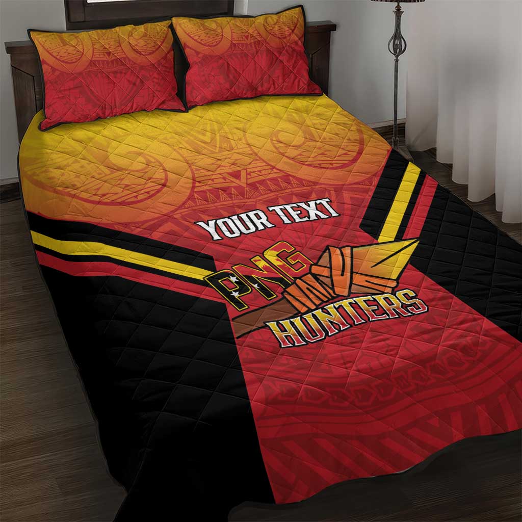 Papua New Guinea Rugby Custom Quilt Bed Set Go PNG Hunters Polynesian Pattern - Aussie Hoodie