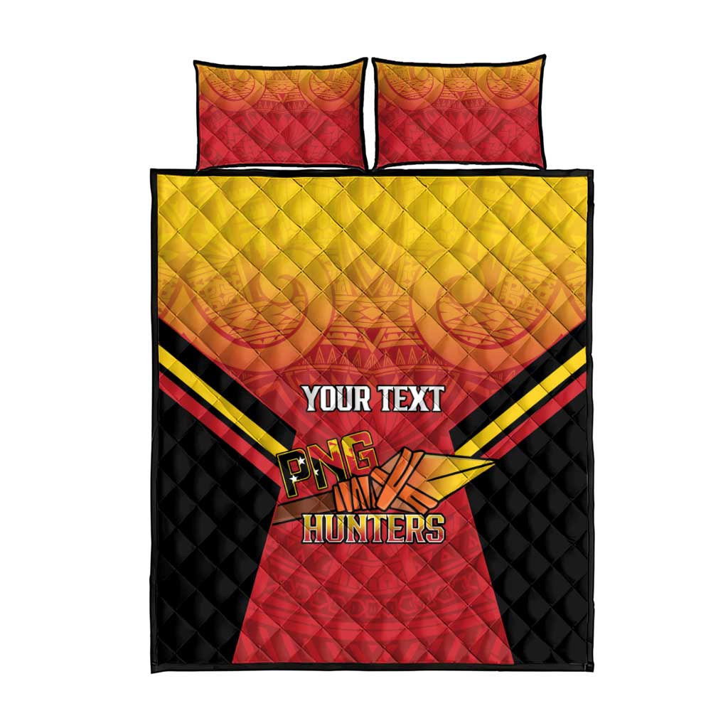 Papua New Guinea Rugby Custom Quilt Bed Set Go PNG Hunters Polynesian Pattern - Aussie Hoodie