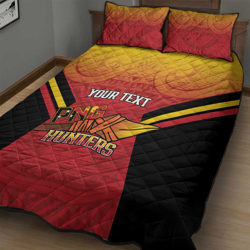 Papua New Guinea Rugby Custom Quilt Bed Set Go PNG Hunters Polynesian Pattern - Aussie Hoodie