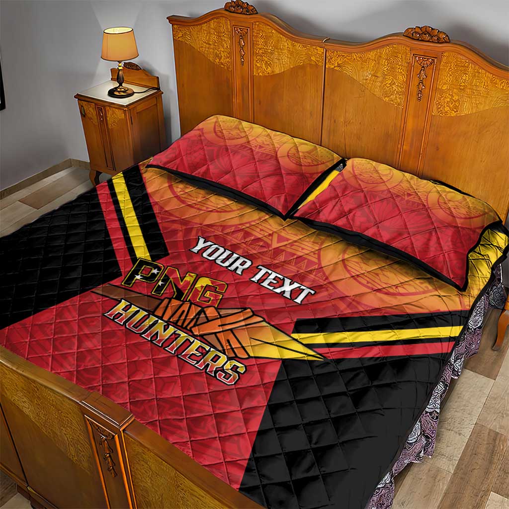 Papua New Guinea Rugby Custom Quilt Bed Set Go PNG Hunters Polynesian Pattern - Aussie Hoodie