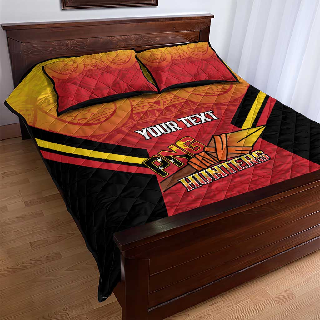 Papua New Guinea Rugby Custom Quilt Bed Set Go PNG Hunters Polynesian Pattern - Aussie Hoodie