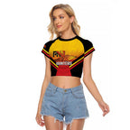 Papua New Guinea Rugby Custom Raglan Cropped T Shirt Go PNG Hunters Polynesian Pattern - Aussie Hoodie