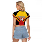 Papua New Guinea Rugby Custom Raglan Cropped T Shirt Go PNG Hunters Polynesian Pattern - Aussie Hoodie