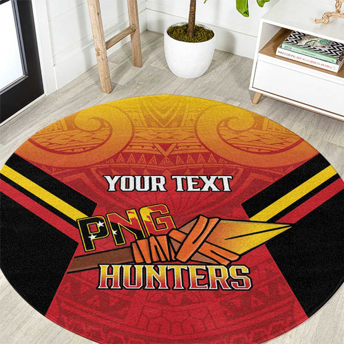 Papua New Guinea Rugby Custom Round Carpet Go PNG Hunters Polynesian Pattern - Aussie Hoodie