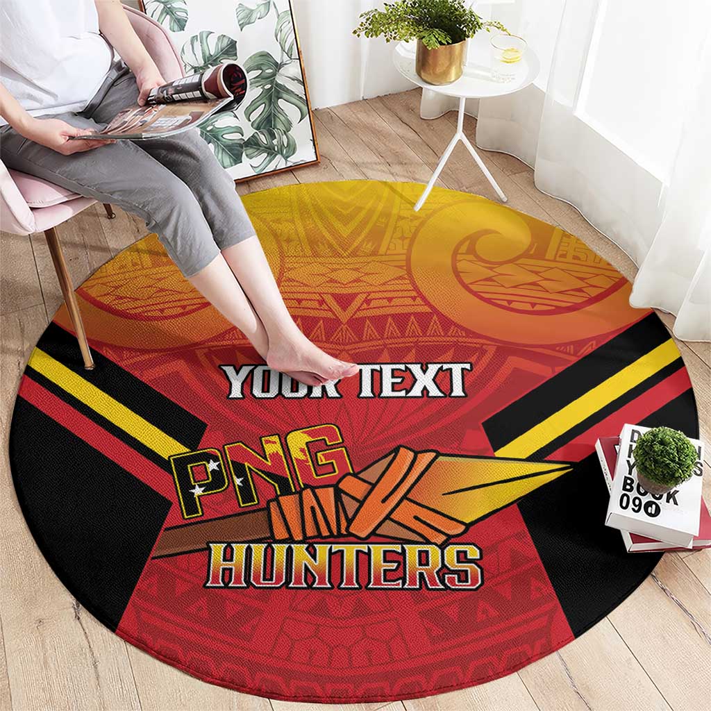 Papua New Guinea Rugby Custom Round Carpet Go PNG Hunters Polynesian Pattern - Aussie Hoodie