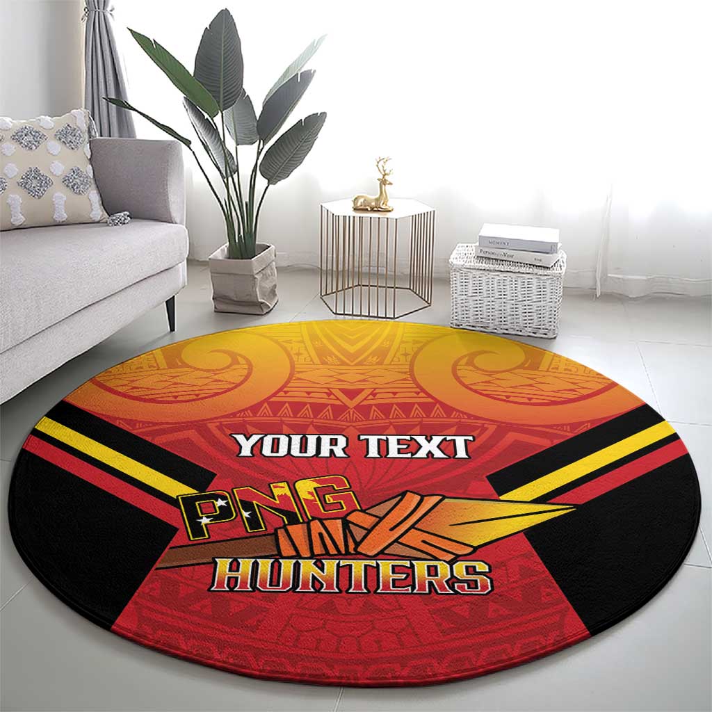 Papua New Guinea Rugby Custom Round Carpet Go PNG Hunters Polynesian Pattern - Aussie Hoodie
