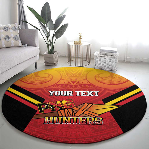 Papua New Guinea Rugby Custom Round Carpet Go PNG Hunters Polynesian Pattern - Aussie Hoodie