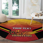 Papua New Guinea Rugby Custom Round Carpet Go PNG Hunters Polynesian Pattern - Aussie Hoodie