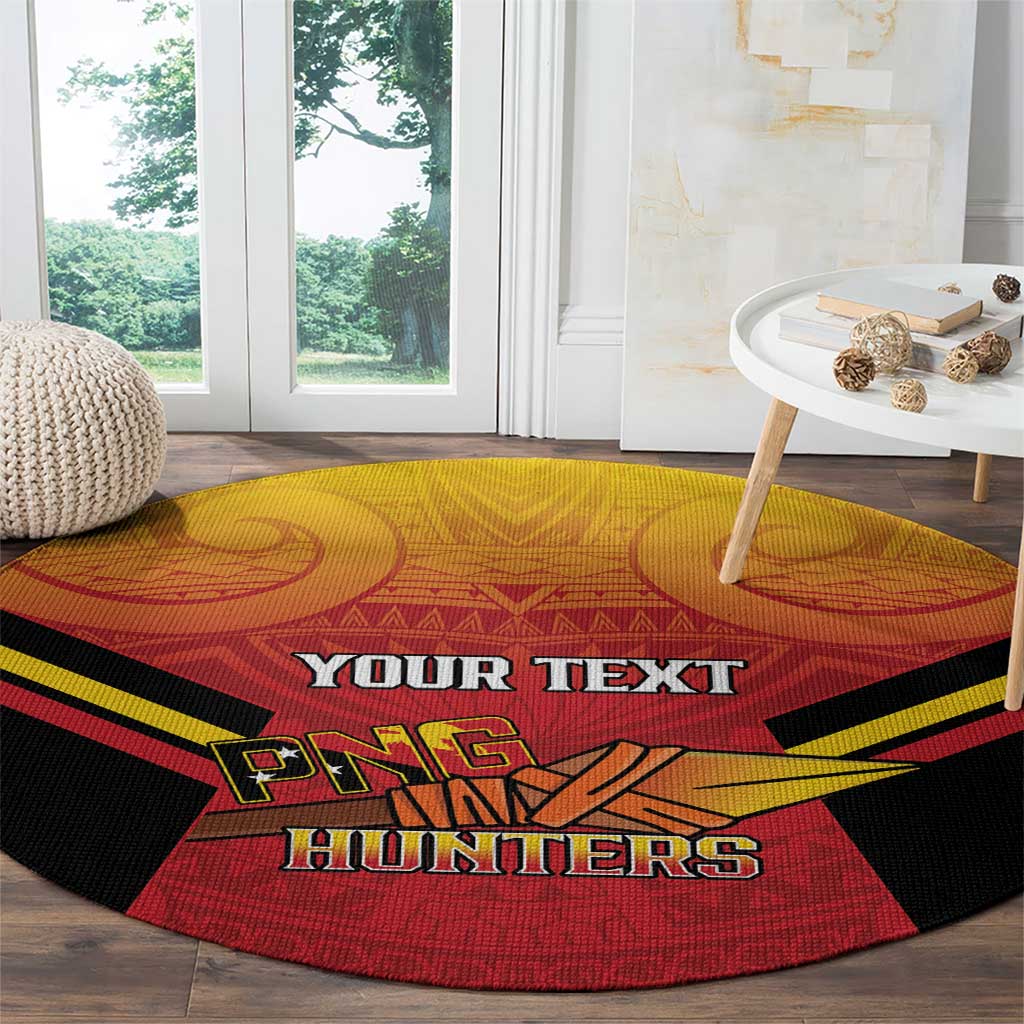 Papua New Guinea Rugby Custom Round Carpet Go PNG Hunters Polynesian Pattern - Aussie Hoodie