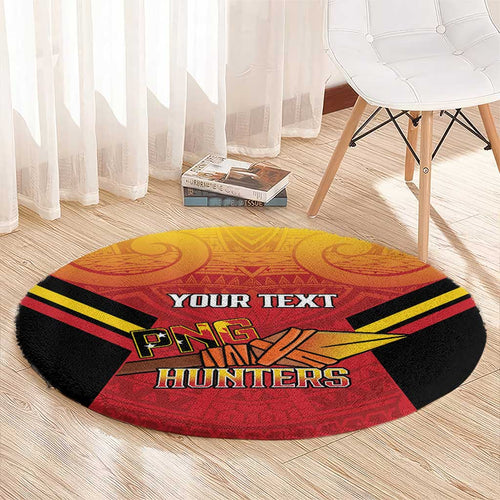 Papua New Guinea Rugby Custom Round Carpet Go PNG Hunters Polynesian Pattern - Aussie Hoodie