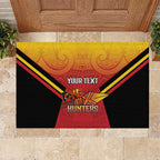 Papua New Guinea Rugby Custom Rubber Doormat Go PNG Hunters Polynesian Pattern - Aussie Hoodie
