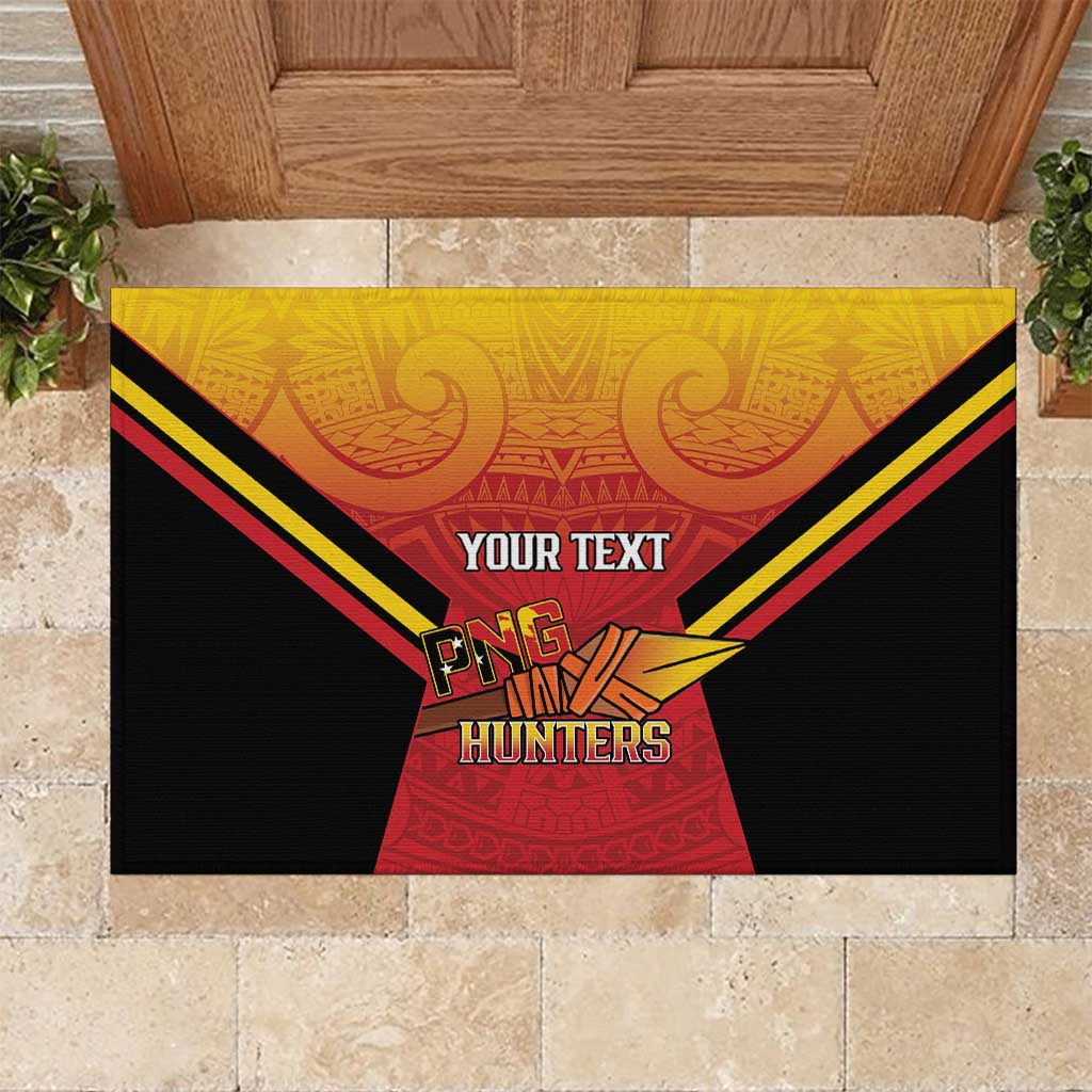 Papua New Guinea Rugby Custom Rubber Doormat Go PNG Hunters Polynesian Pattern - Aussie Hoodie
