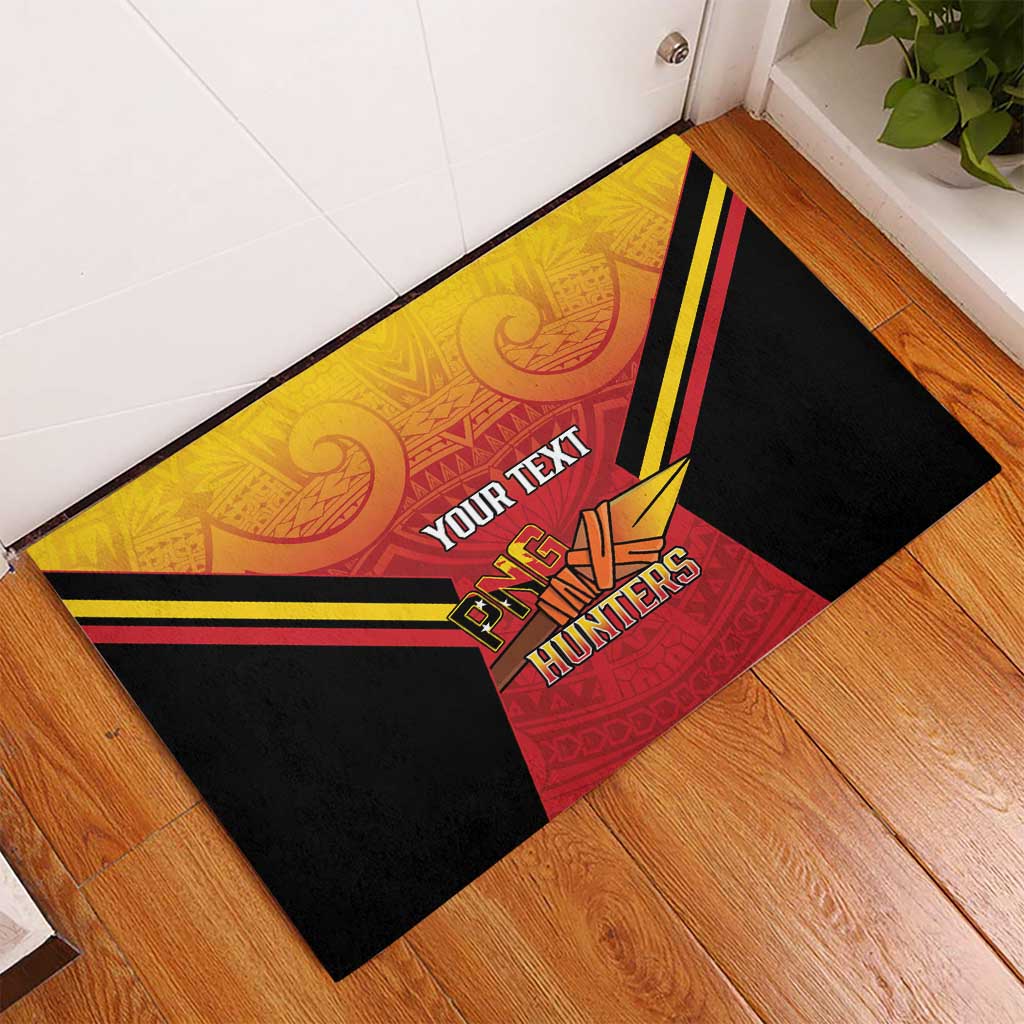 Papua New Guinea Rugby Custom Rubber Doormat Go PNG Hunters Polynesian Pattern - Aussie Hoodie