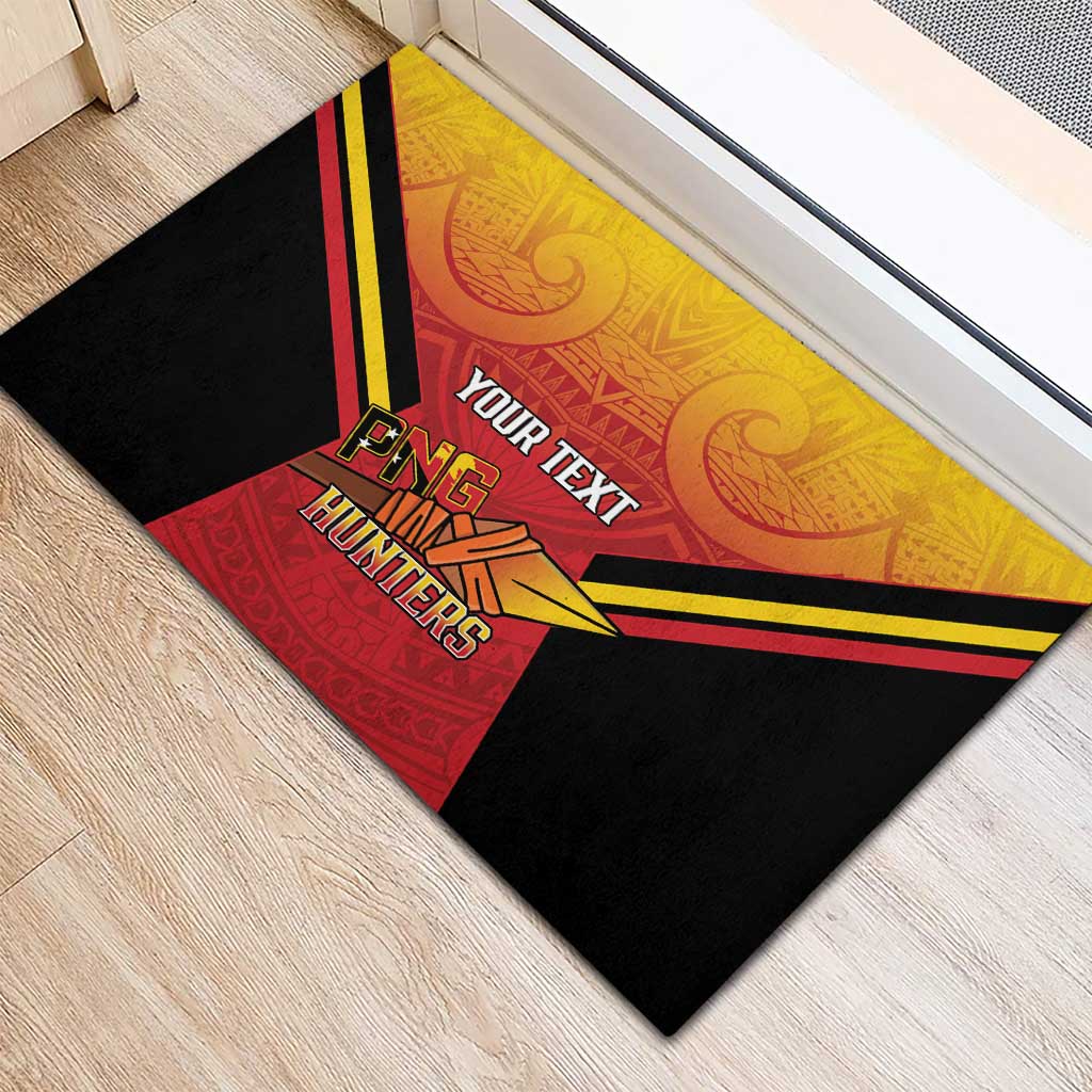 Papua New Guinea Rugby Custom Rubber Doormat Go PNG Hunters Polynesian Pattern - Aussie Hoodie