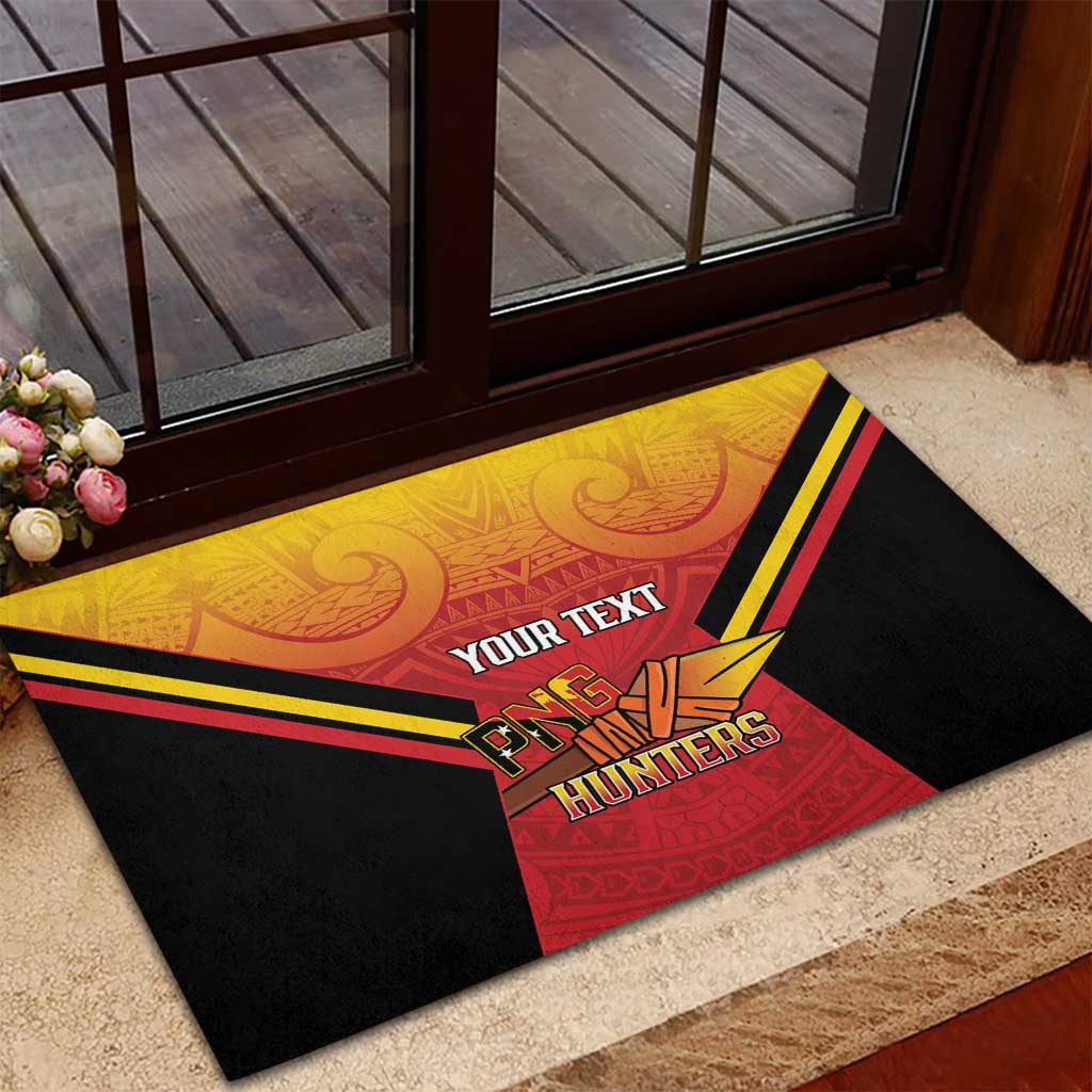 Papua New Guinea Rugby Custom Rubber Doormat Go PNG Hunters Polynesian Pattern - Aussie Hoodie