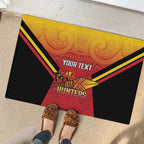 Papua New Guinea Rugby Custom Rubber Doormat Go PNG Hunters Polynesian Pattern - Aussie Hoodie