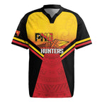 Papua New Guinea Rugby Custom Rugby Jersey Go PNG Hunters Polynesian Pattern - Aussie Hoodie