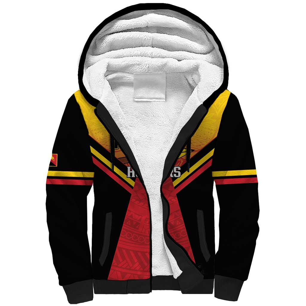 Papua New Guinea Rugby Custom Sherpa Hoodie Go PNG Hunters Polynesian Pattern - Aussie Hoodie