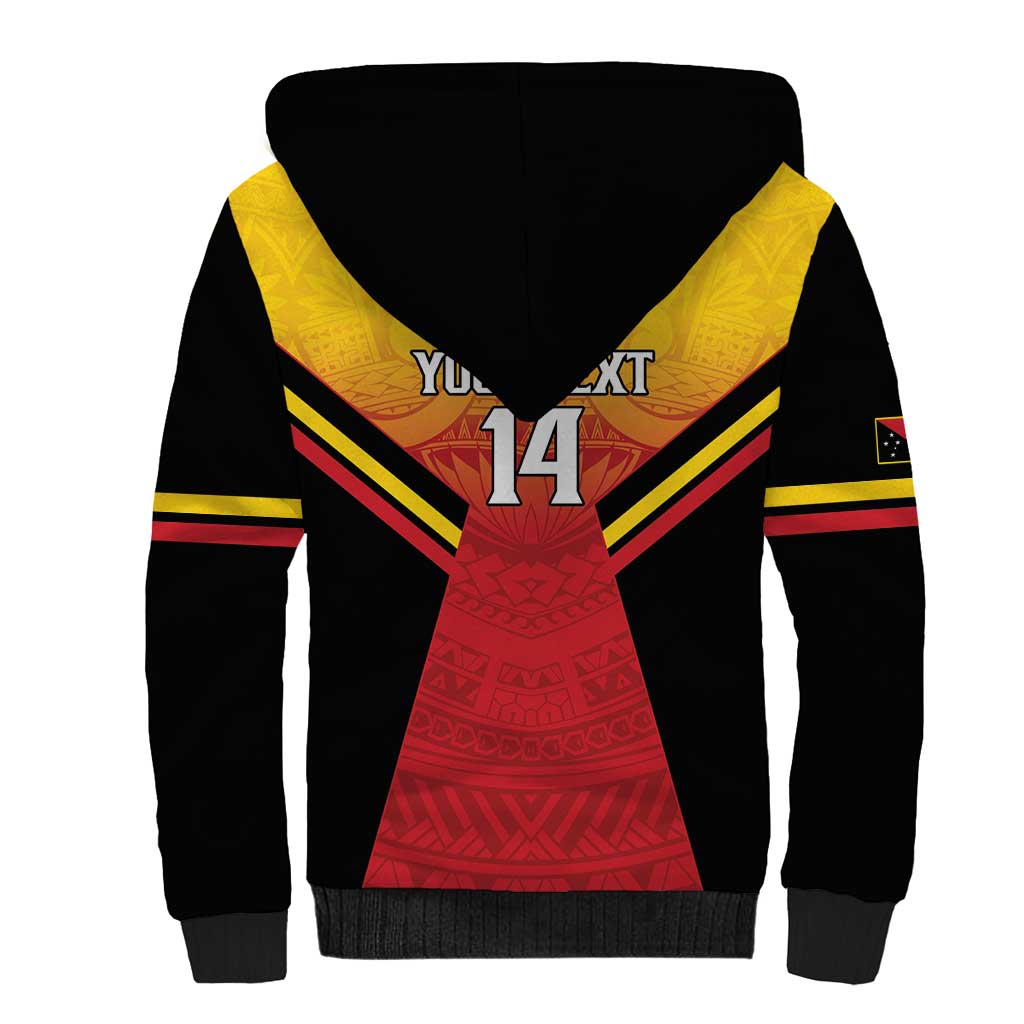 Papua New Guinea Rugby Custom Sherpa Hoodie Go PNG Hunters Polynesian Pattern - Aussie Hoodie