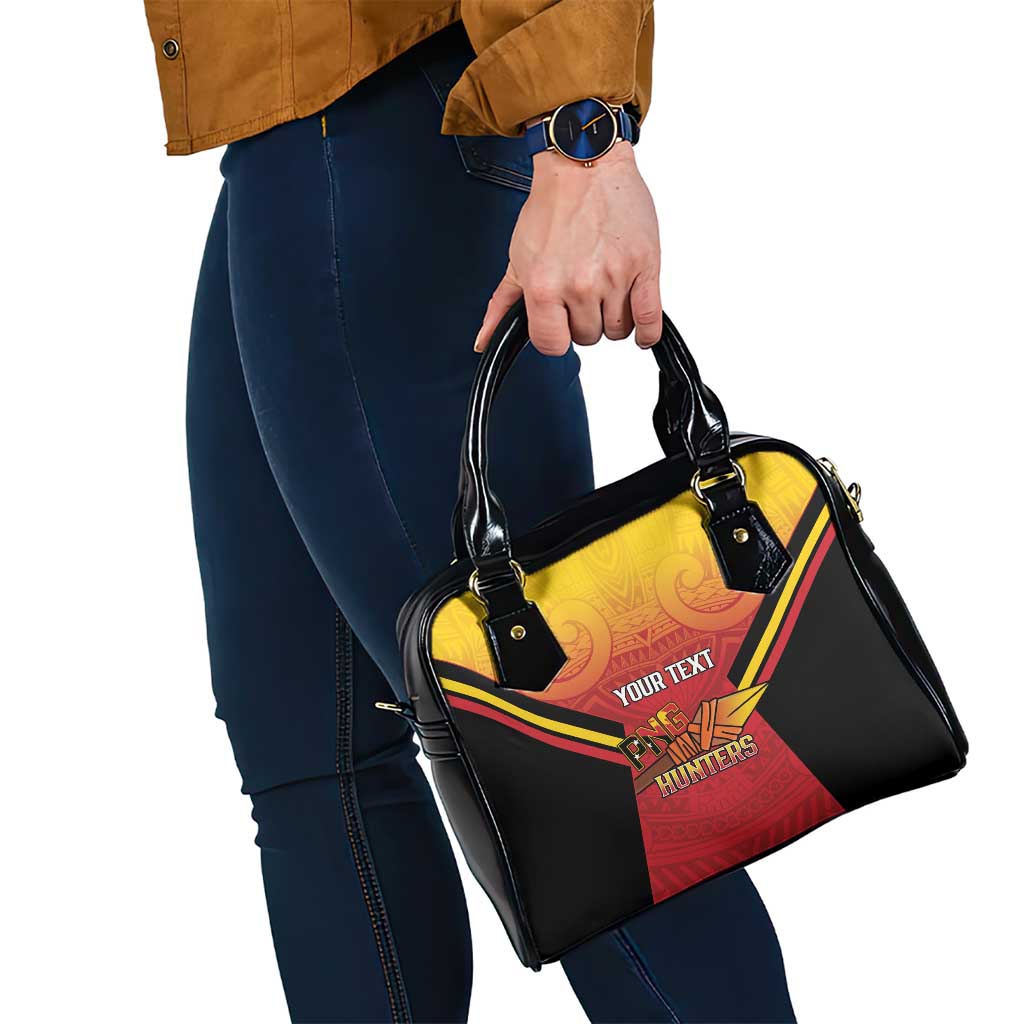 Papua New Guinea Rugby Custom Shoulder Handbag Go PNG Hunters Polynesian Pattern - Aussie Hoodie