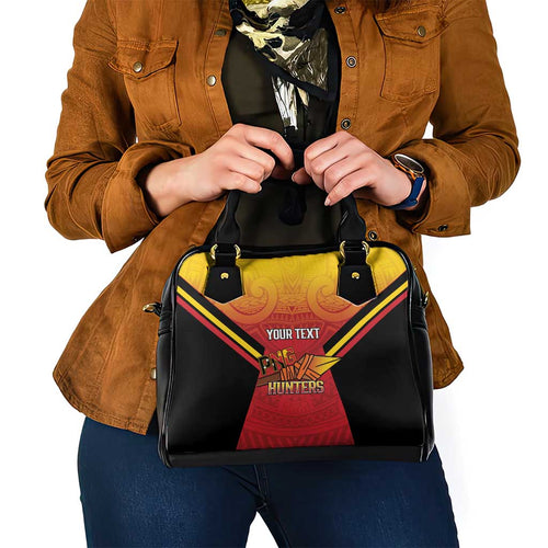 Papua New Guinea Rugby Custom Shoulder Handbag Go PNG Hunters Polynesian Pattern - Aussie Hoodie