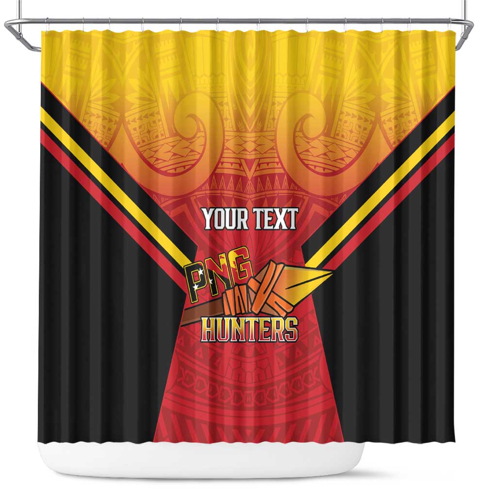 Papua New Guinea Rugby Custom Shower Curtain Go PNG Hunters Polynesian Pattern - Aussie Hoodie