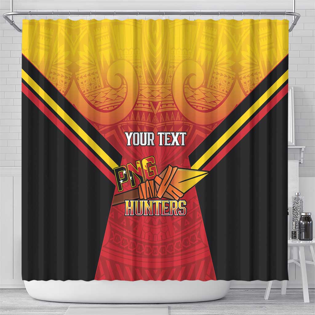 Papua New Guinea Rugby Custom Shower Curtain Go PNG Hunters Polynesian Pattern - Aussie Hoodie