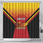 Papua New Guinea Rugby Custom Shower Curtain Go PNG Hunters Polynesian Pattern - Aussie Hoodie