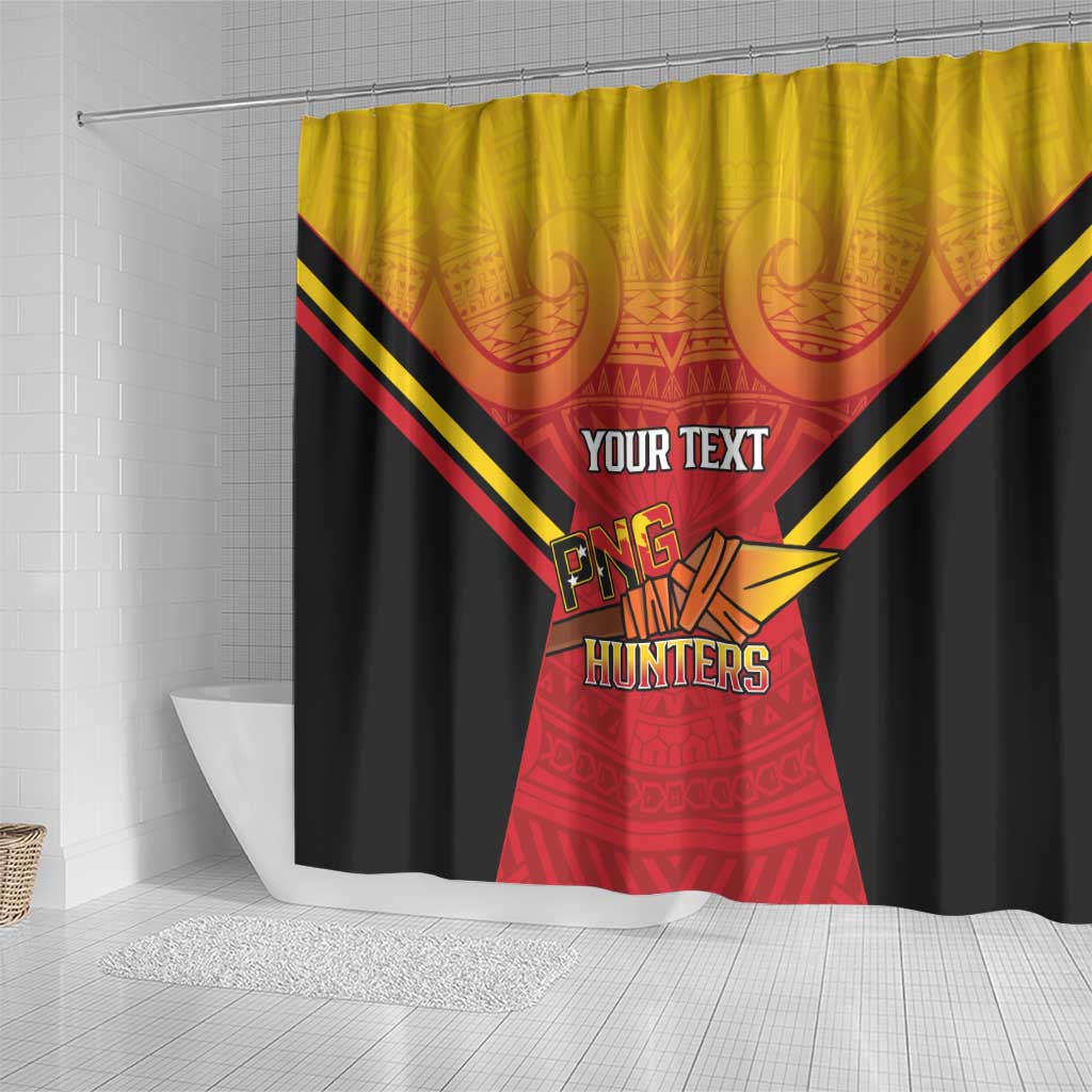 Papua New Guinea Rugby Custom Shower Curtain Go PNG Hunters Polynesian Pattern - Aussie Hoodie