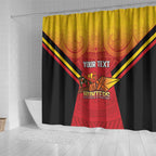Papua New Guinea Rugby Custom Shower Curtain Go PNG Hunters Polynesian Pattern - Aussie Hoodie
