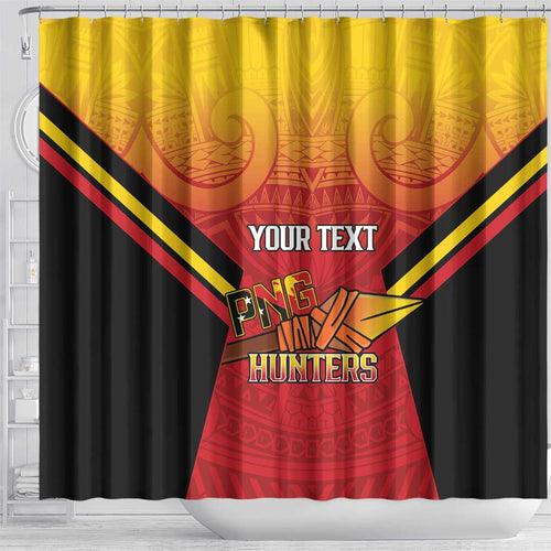 Papua New Guinea Rugby Custom Shower Curtain Go PNG Hunters Polynesian Pattern - Aussie Hoodie