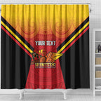 Papua New Guinea Rugby Custom Shower Curtain Go PNG Hunters Polynesian Pattern - Aussie Hoodie
