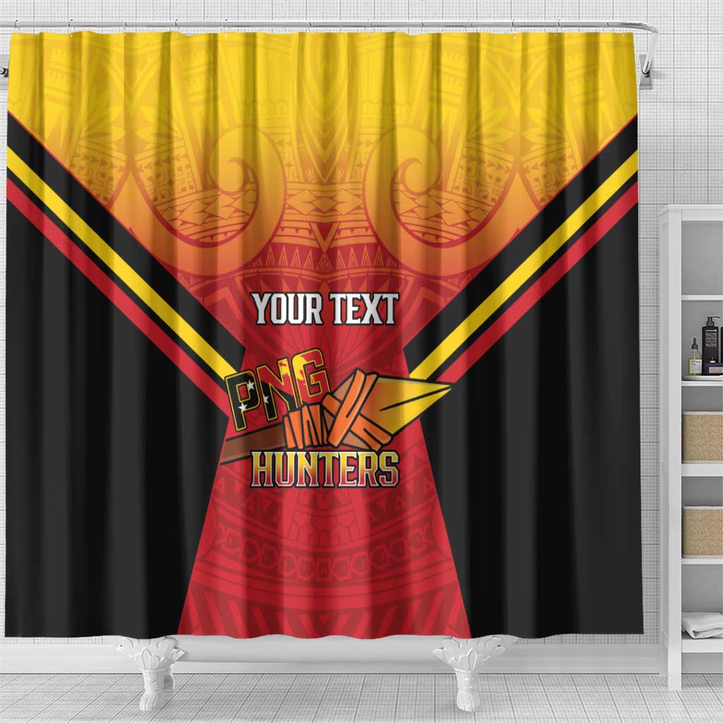 Papua New Guinea Rugby Custom Shower Curtain Go PNG Hunters Polynesian Pattern - Aussie Hoodie