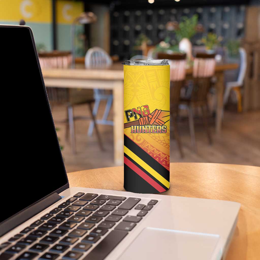 Papua New Guinea Rugby Custom Skinny Tumbler Go PNG Hunters Polynesian Pattern - Aussie Hoodie