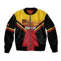 Papua New Guinea Rugby Custom Sleeve Zip Bomber Jacket Go PNG Hunters Polynesian Pattern - Aussie Hoodie