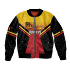 Papua New Guinea Rugby Custom Sleeve Zip Bomber Jacket Go PNG Hunters Polynesian Pattern - Aussie Hoodie