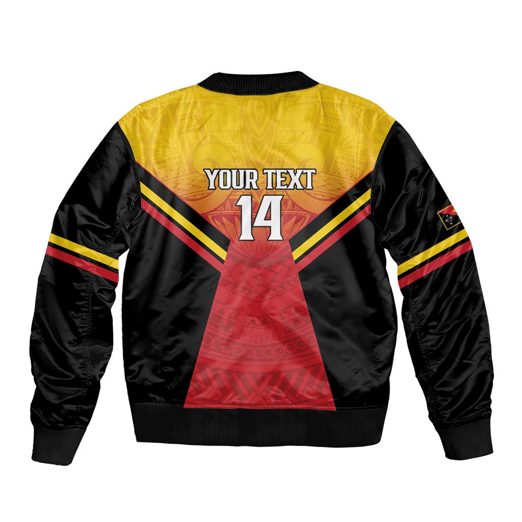 Papua New Guinea Rugby Custom Sleeve Zip Bomber Jacket Go PNG Hunters Polynesian Pattern - Aussie Hoodie