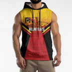 Papua New Guinea Rugby Custom Sleeveless Hoodie Go PNG Hunters Polynesian Pattern - Aussie Hoodie