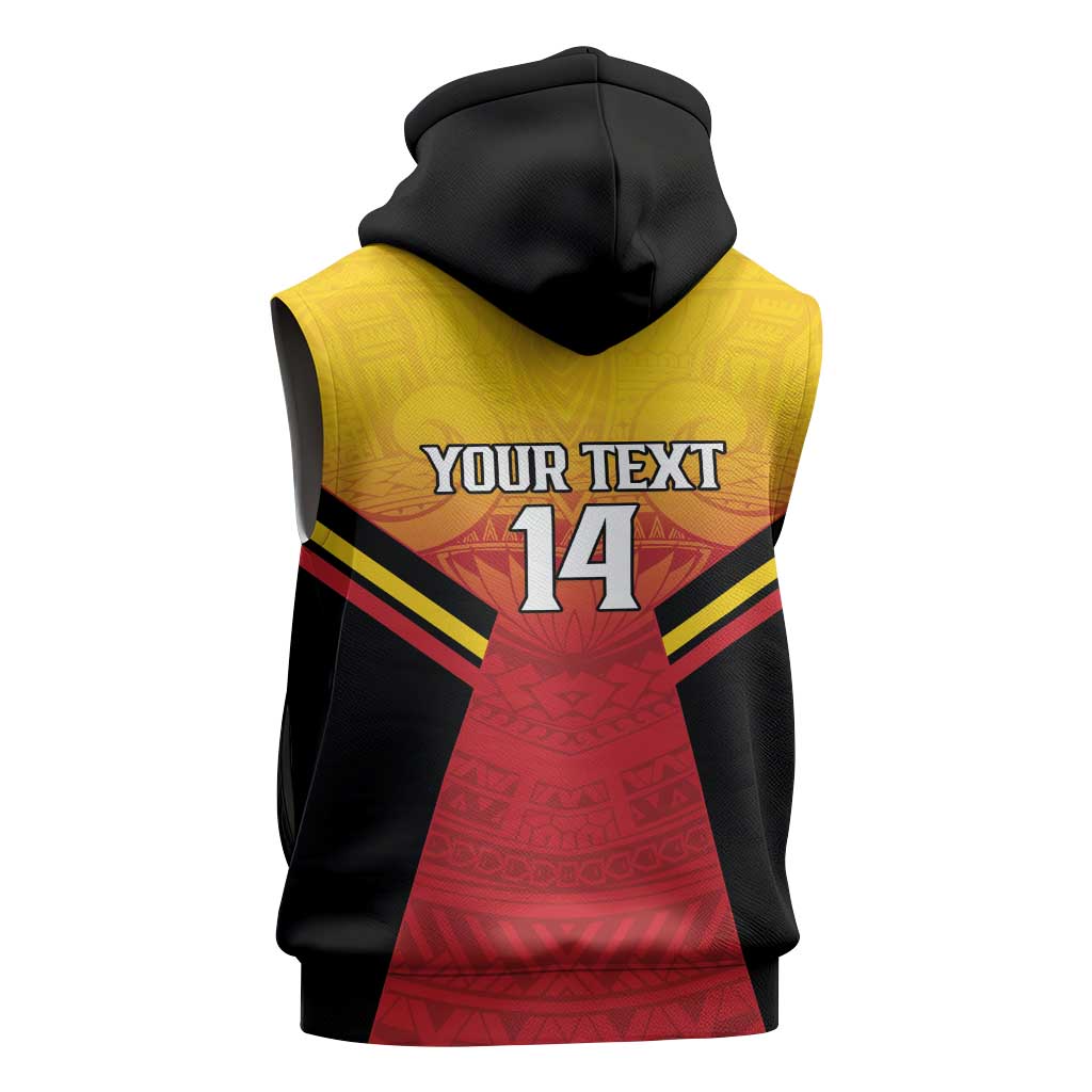 Papua New Guinea Rugby Custom Sleeveless Zip Hoodie Go PNG Hunters Polynesian Pattern LT14