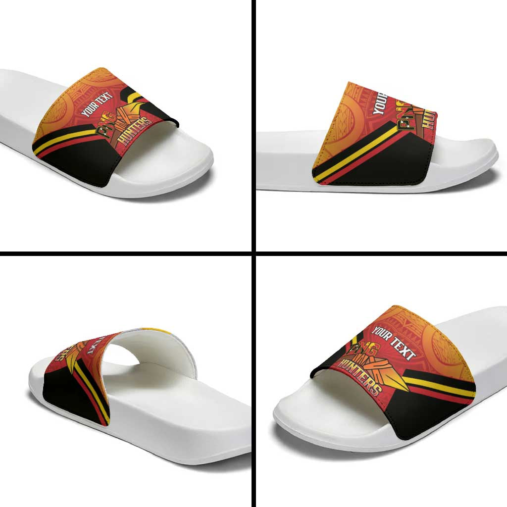 Papua New Guinea Rugby Custom Slide Sandals Go PNG Hunters Polynesian Pattern - Aussie Hoodie