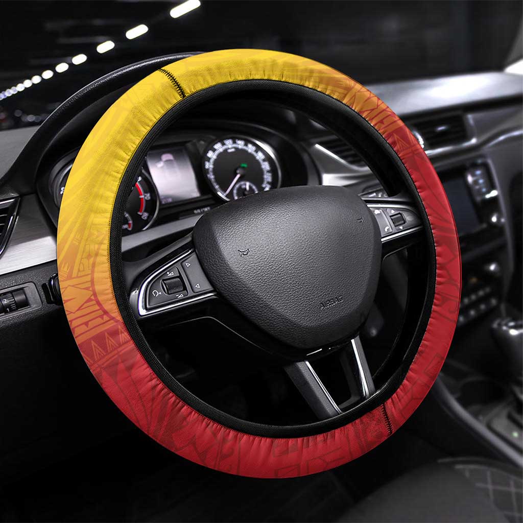 Papua New Guinea Rugby Steering Wheel Cover Go PNG Hunters Polynesian Pattern - Aussie Hoodie